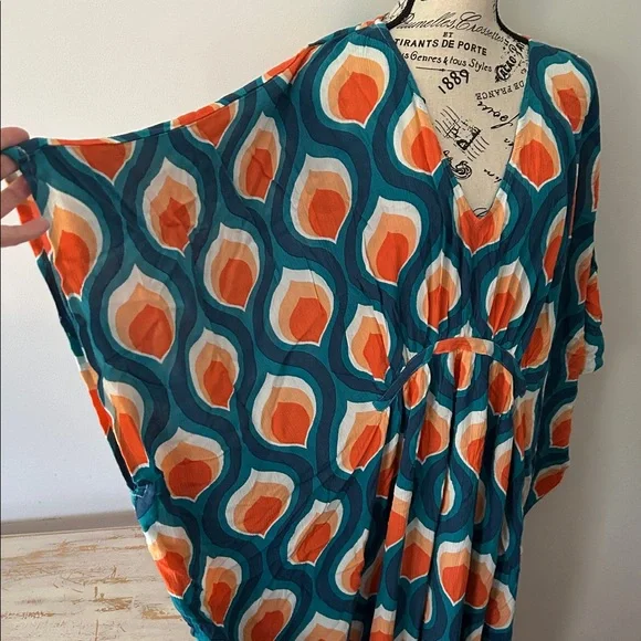 Free People Blue and Orange Maxi Dress - Picture 5 of 9